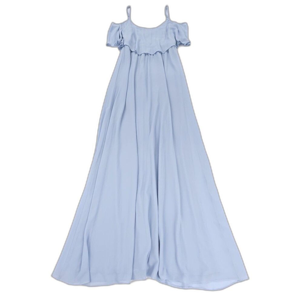 SHOW ME YOUR MUMU Caitlin Ruffle Maxi Dress Bridesmaid Gown Romantic Baby Blue